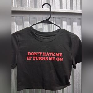 Black T-Shirt with Red Text